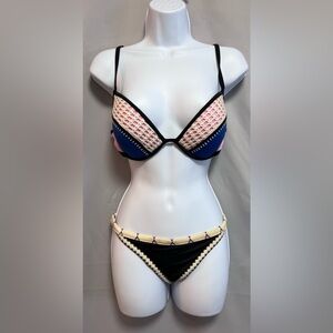 Victoria's Secret Bra 34D BIKINI Small STITCHED Berry PINK BON VOYAGE Multicolor